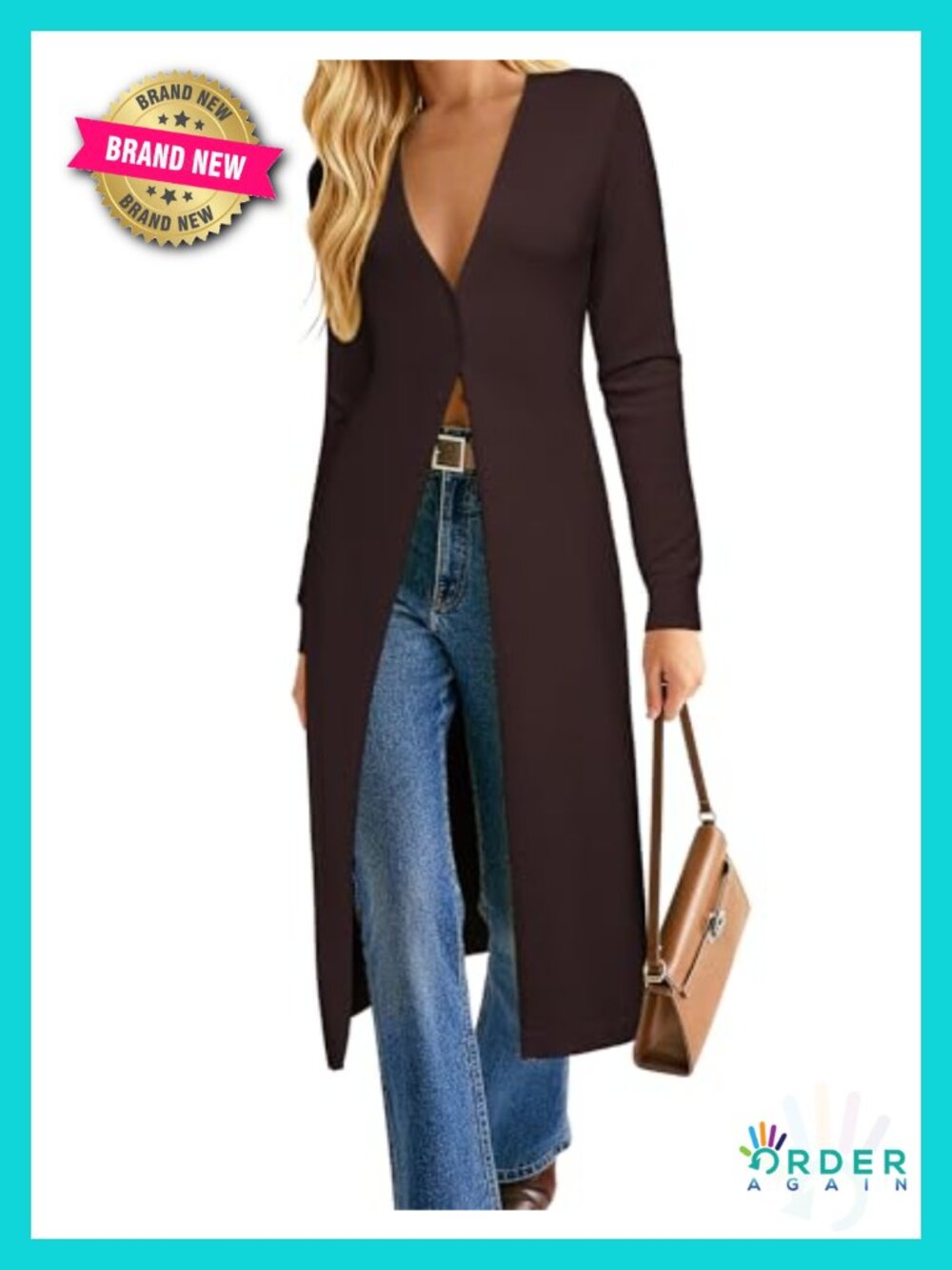 GRACE KARIN Womens Long Button Cardigan Lightweight Knit Duster Coat